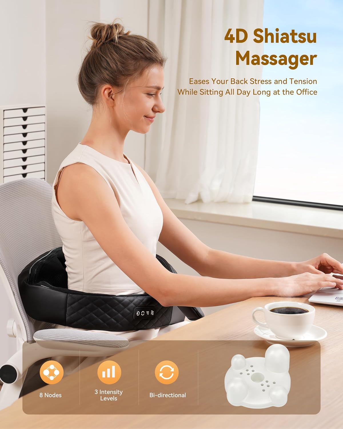 Neck & Back Massager I 4D Shiatsu with Heat encalife