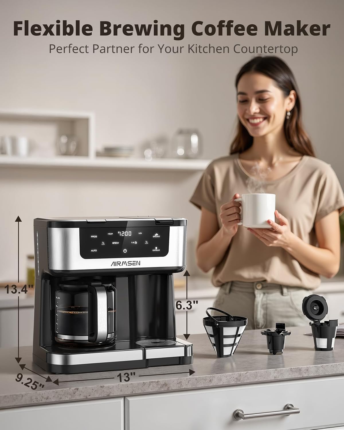 12-Cup Programmable Dual Single Serve Coffee Maker encalife