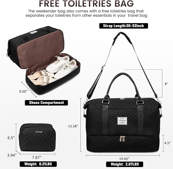 Women’s Weekender Bag with Shoe Compartment | Carry on luggage encalife