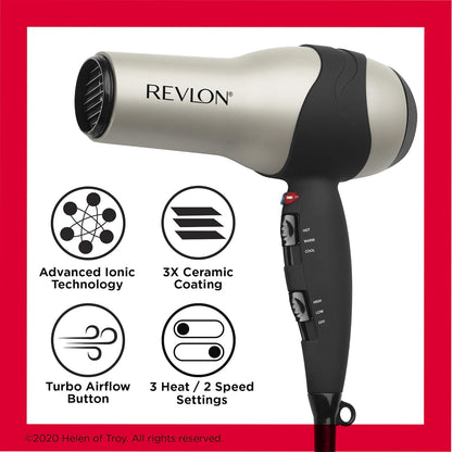 REVLON Turbo Hair Dryer | 1875 Watts of Maximum Shine, Fast Dry (Silver) encalife