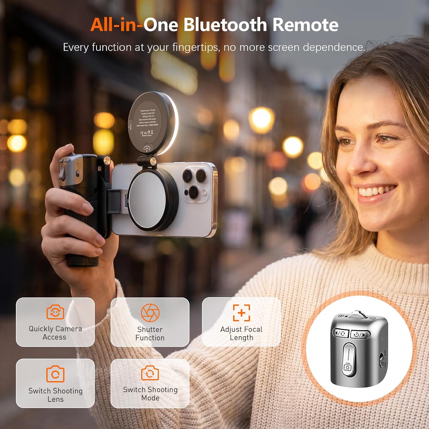 Magnetic Phone Camera Grip Tripod With Remote encalife