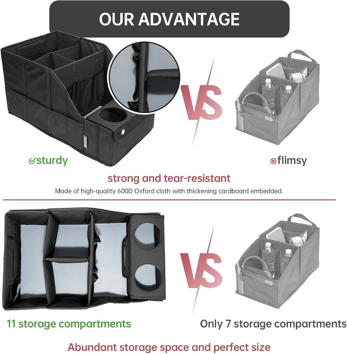 Foldable Car Seat Organizer with Cup Holders encalife