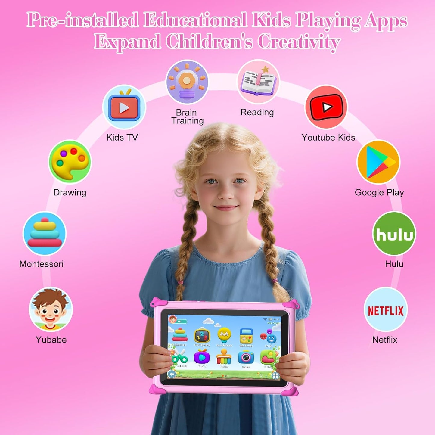 Android 7 Inch Tablet for Kid with Case encalife
