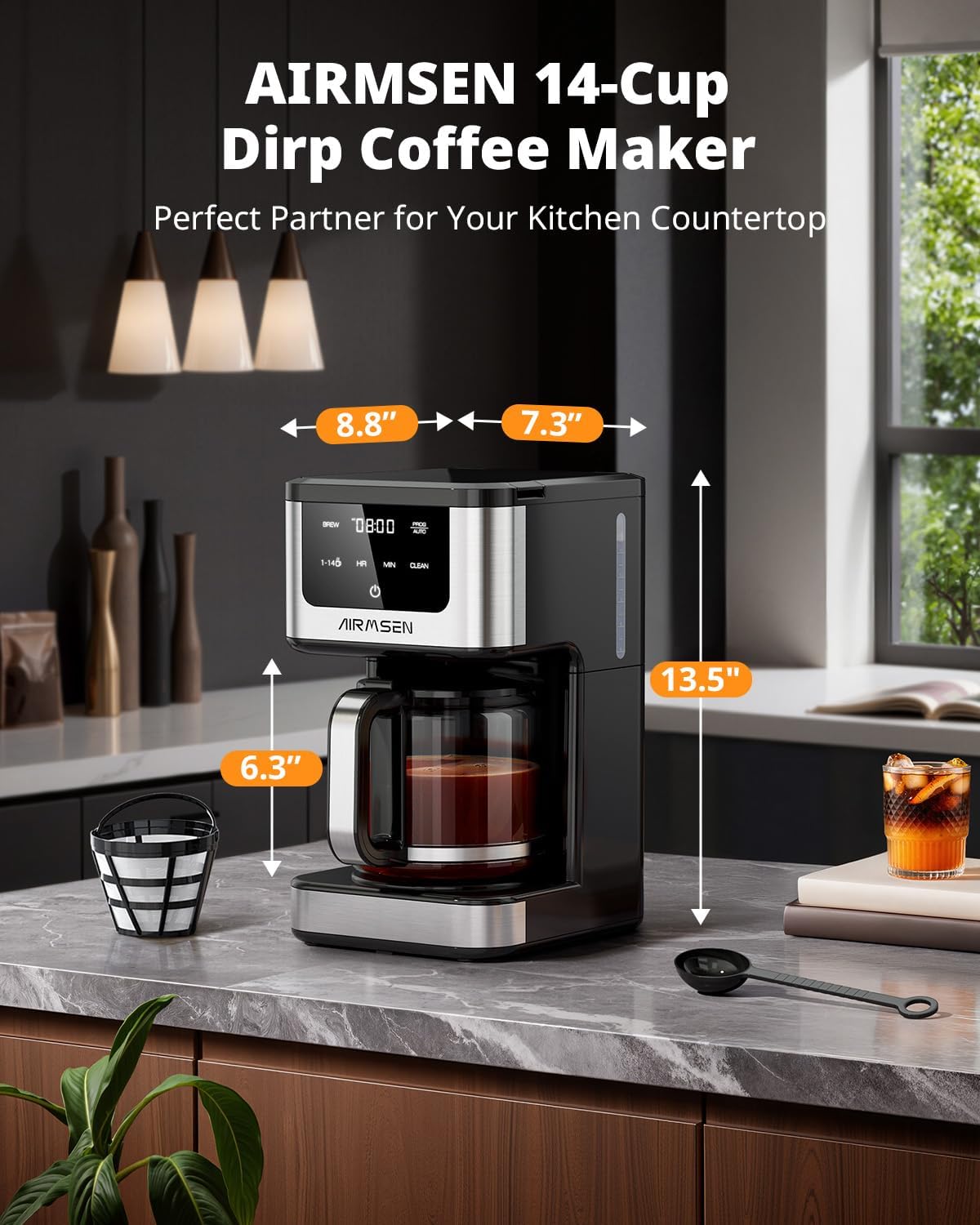 14 Cup Programmable Coffee Maker | Fast Brew Drip Machine encalife