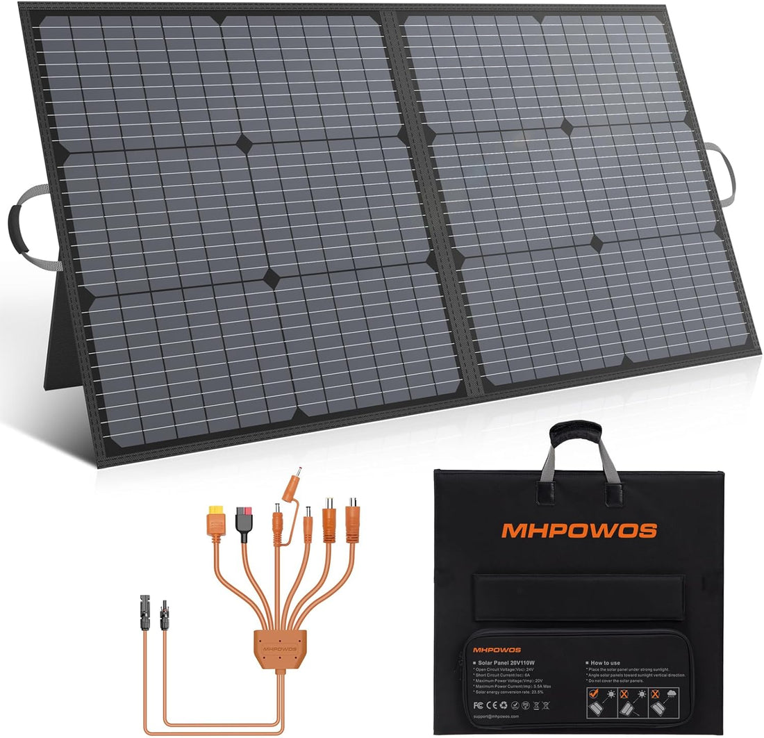 110W Foldable Solar Panel Charger for Camping I RV