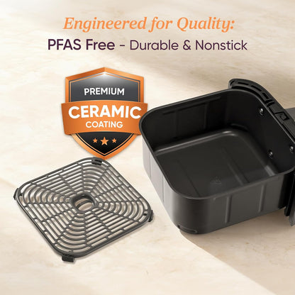6-Quart 9-in-1 Ceramic Coated High-Speed Air Fryer encalife