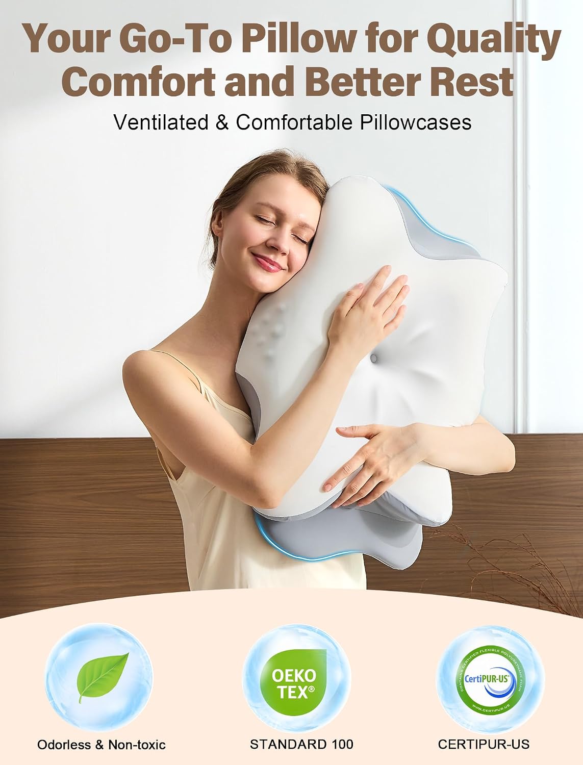 Side Sleeper Cervical Contour Memory Pillow encalife