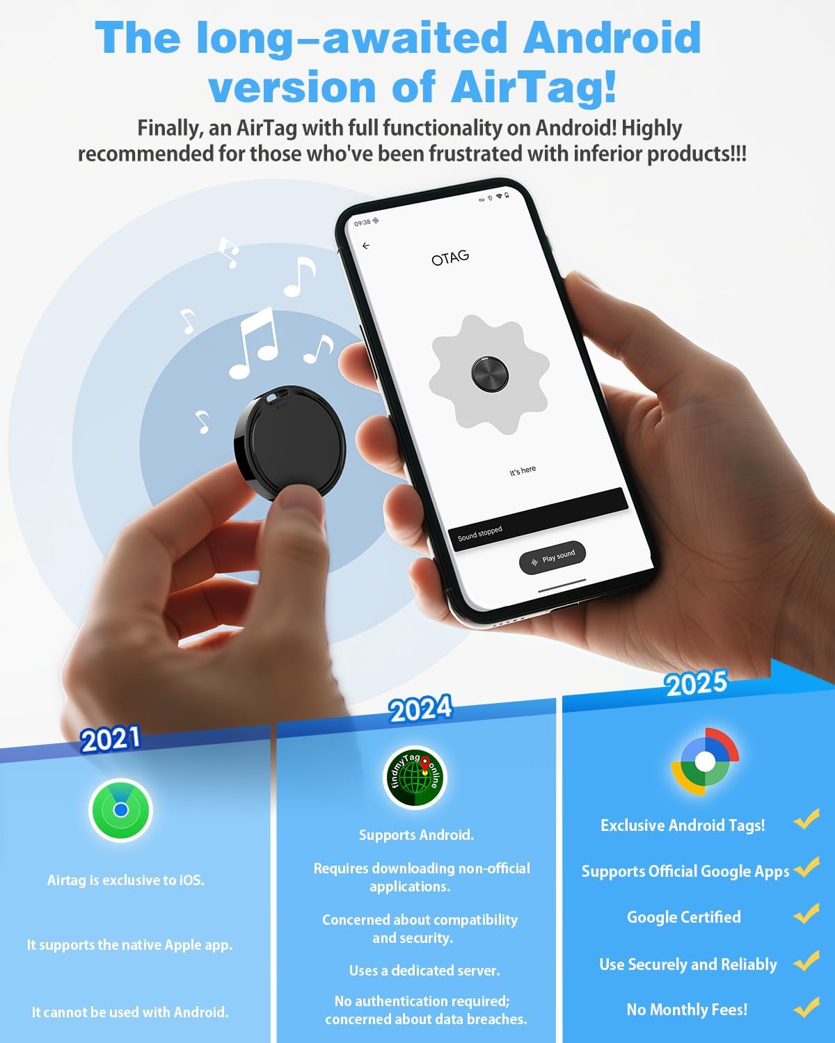 GPS Smart Tracker Tags Android Air Tag Alternative 4 Pack encalife
