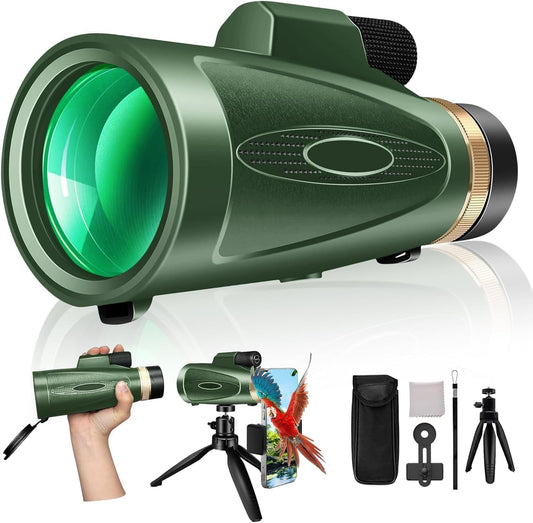 80x100 High Power Monocular with Tripod & Phone Adapter