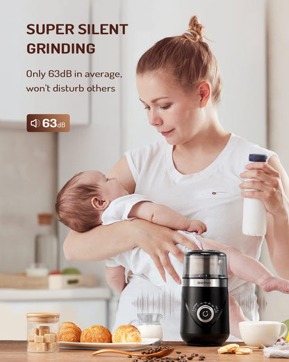 Quiet Electric Coffee Grinder – 2.5 oz encalife