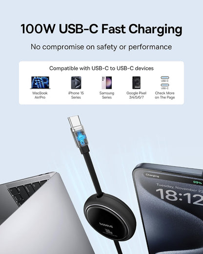 100W Retractable USB-C Fast Charging Travel Cable encalife