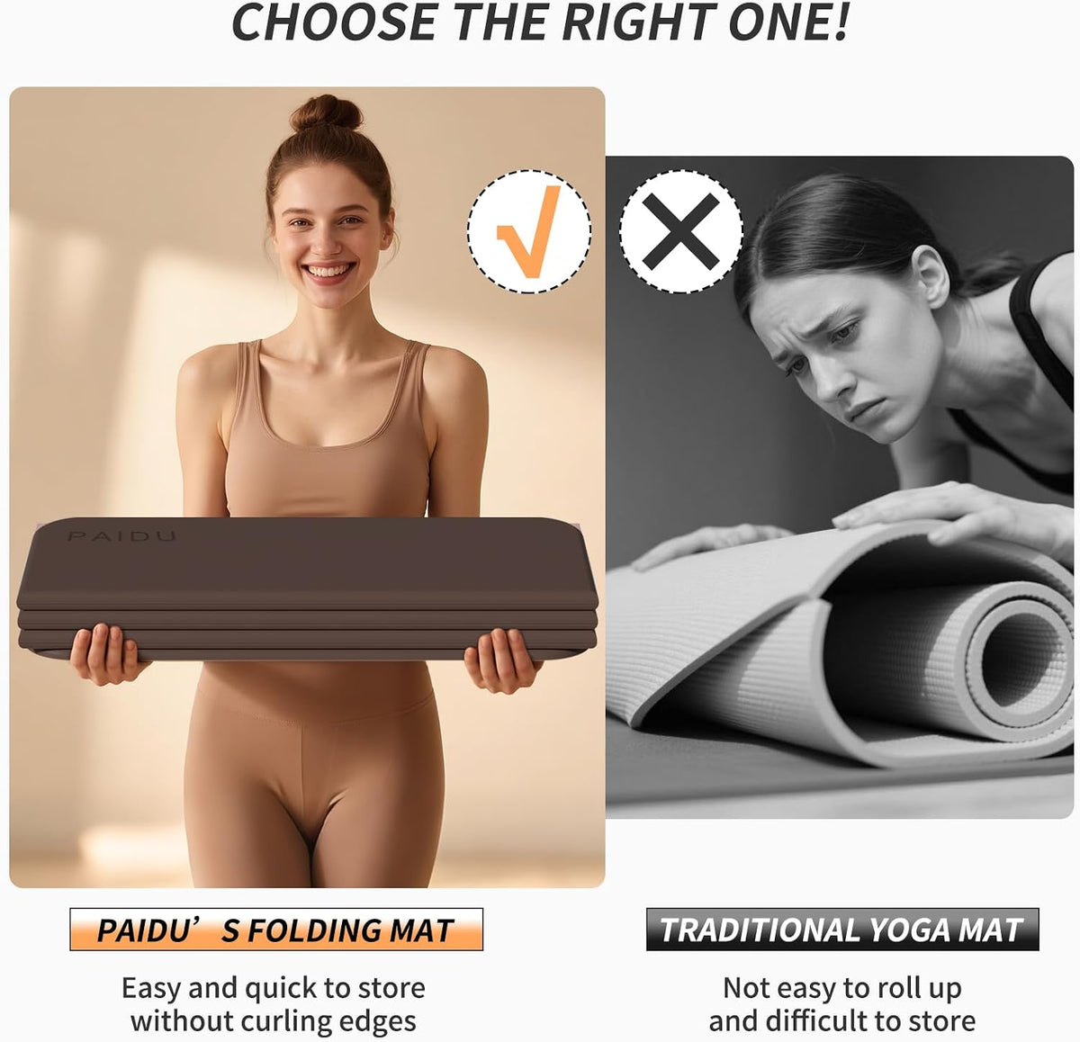Foldable Yoga Mat 10mm Extra Wide encalife