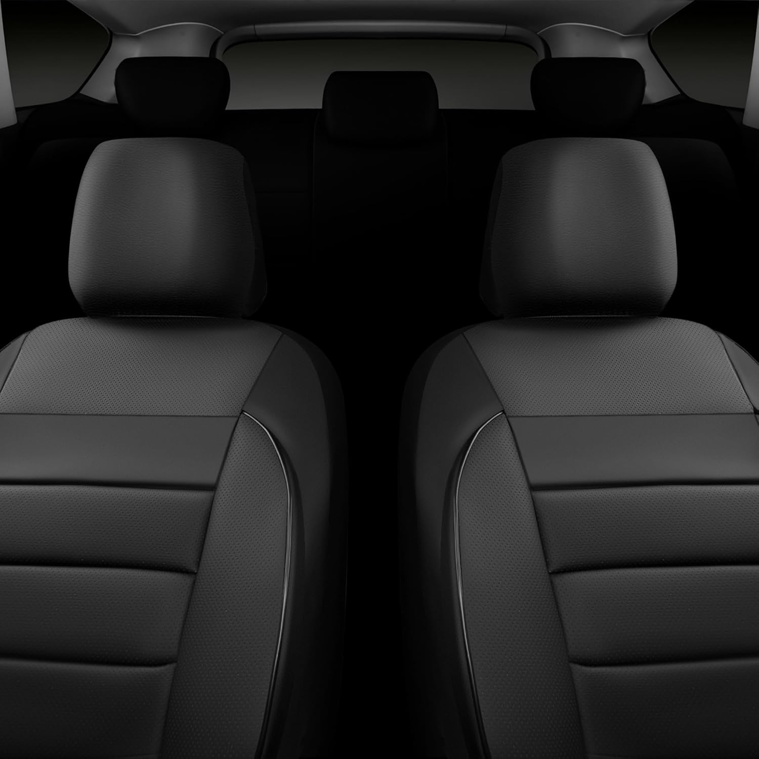 Faux Leather Front Car Seat Covers 3D Foam Support encalife