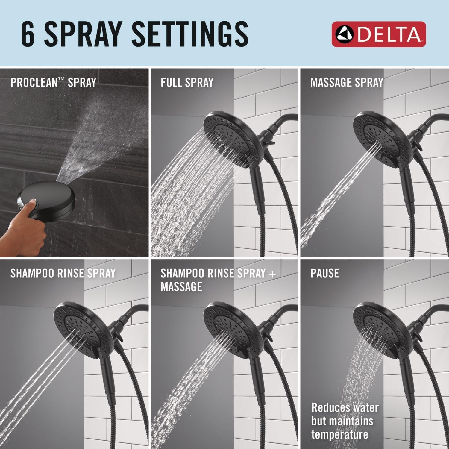 High Pressure Dual I Shower Head Black encalife