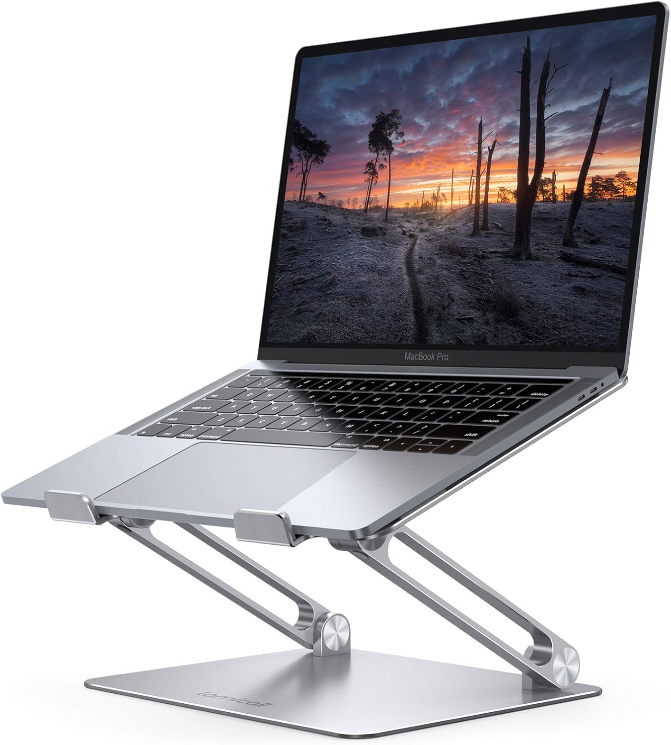 EncaLife adjustable laptop stand aluminum ergonomic foldable laptop riser for desk and office workspace