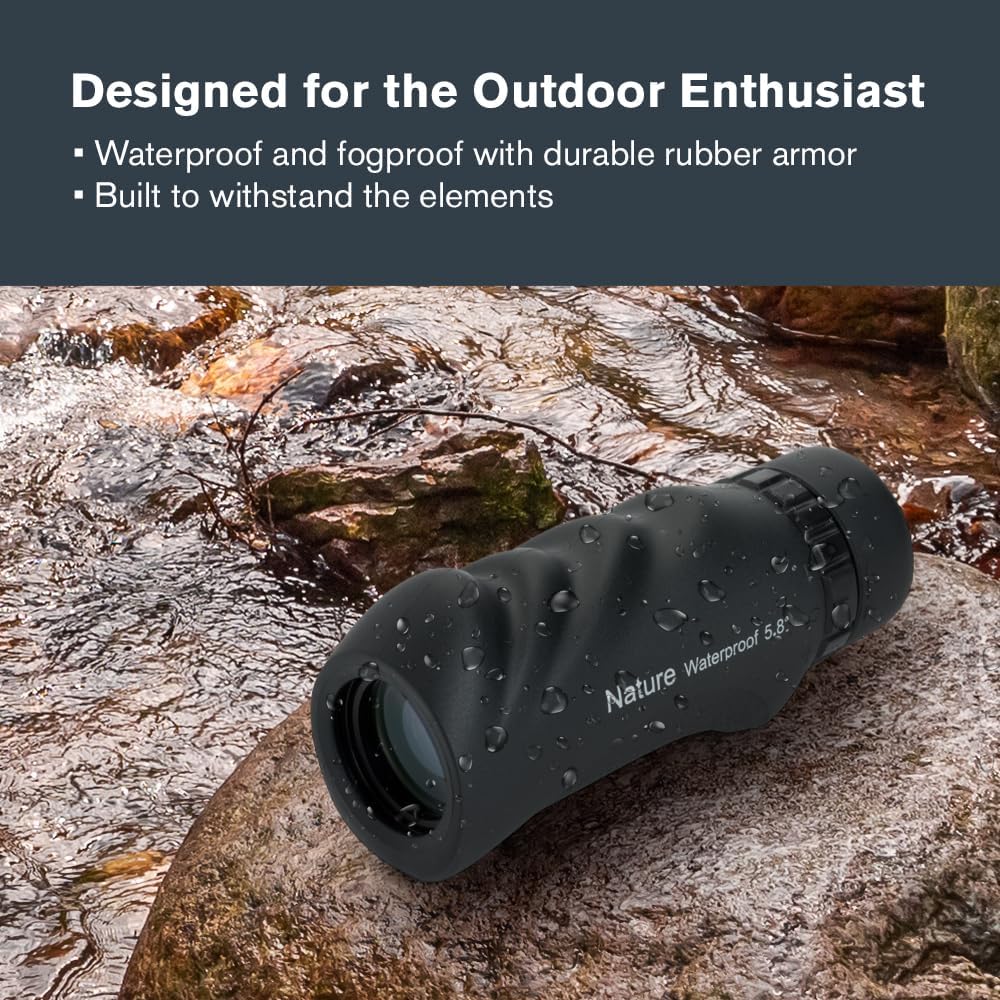 10x25 Black Waterproof Monocular encalife