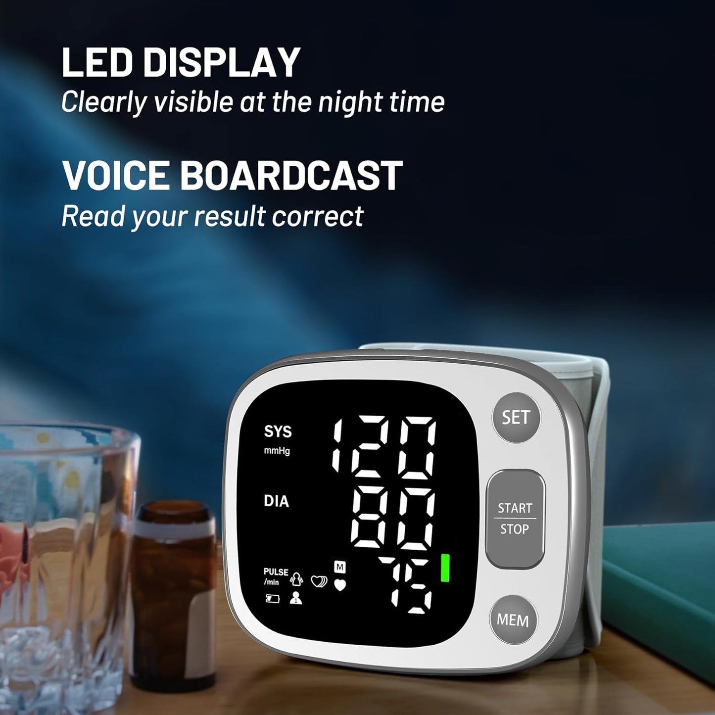 Rechargeable Wrist Blood Pressure Monitor for Home encalife