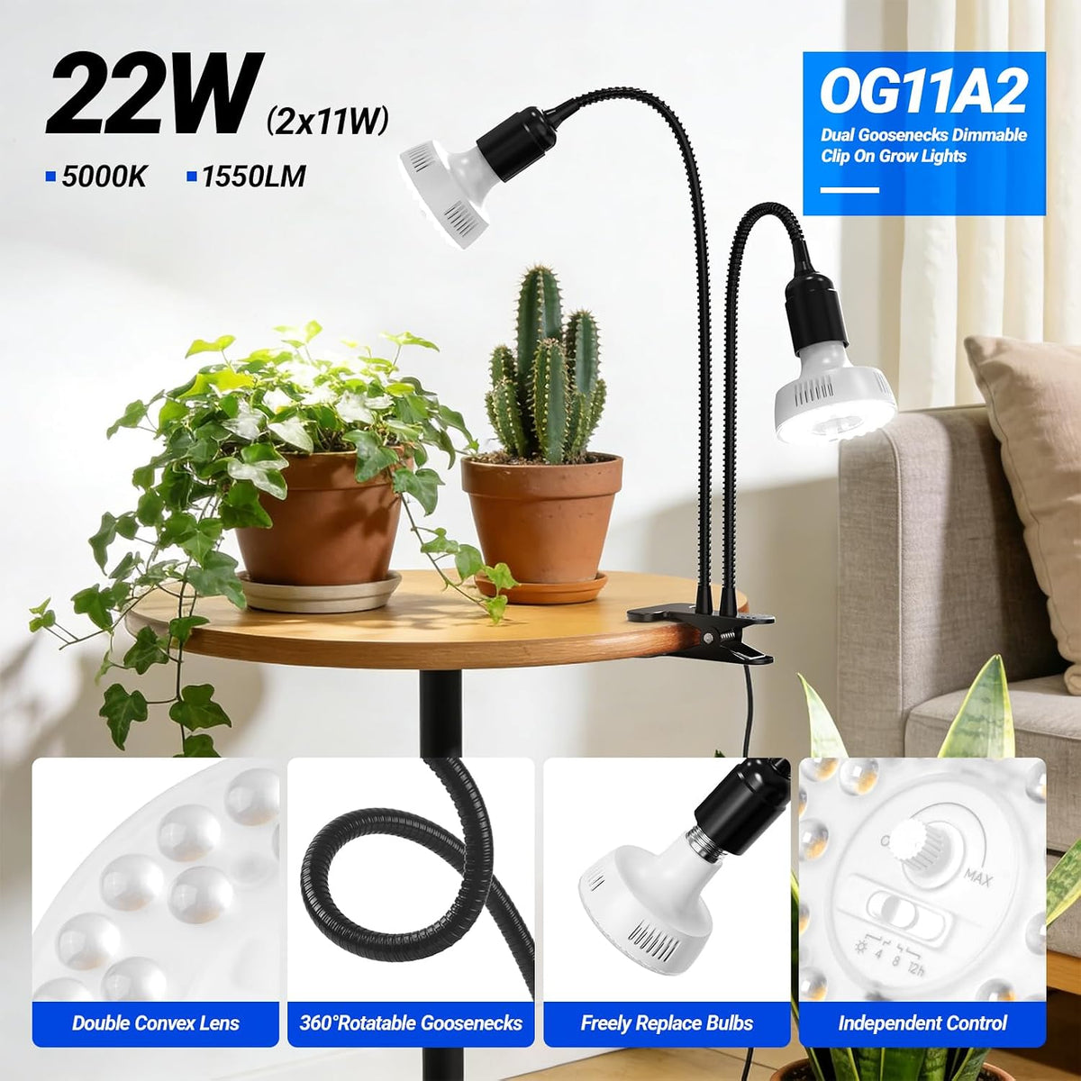 Grow Light For Indoor Plants | Clip On Full Spectrum encalife