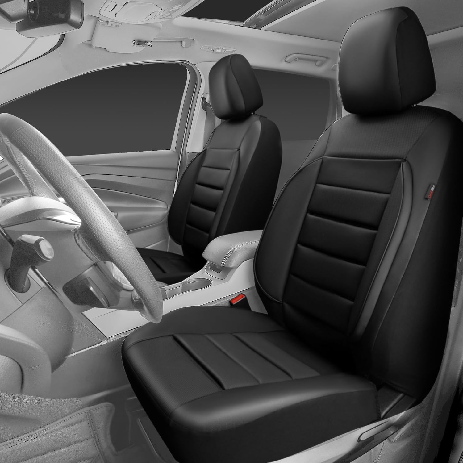 Faux Leather Front Car Seat Covers 3D Foam Support encalife
