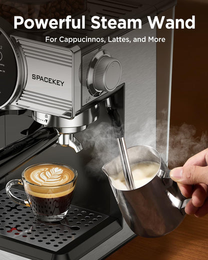20 Bar Espresso Machine with Grinder &amp; Milk Frother encalife