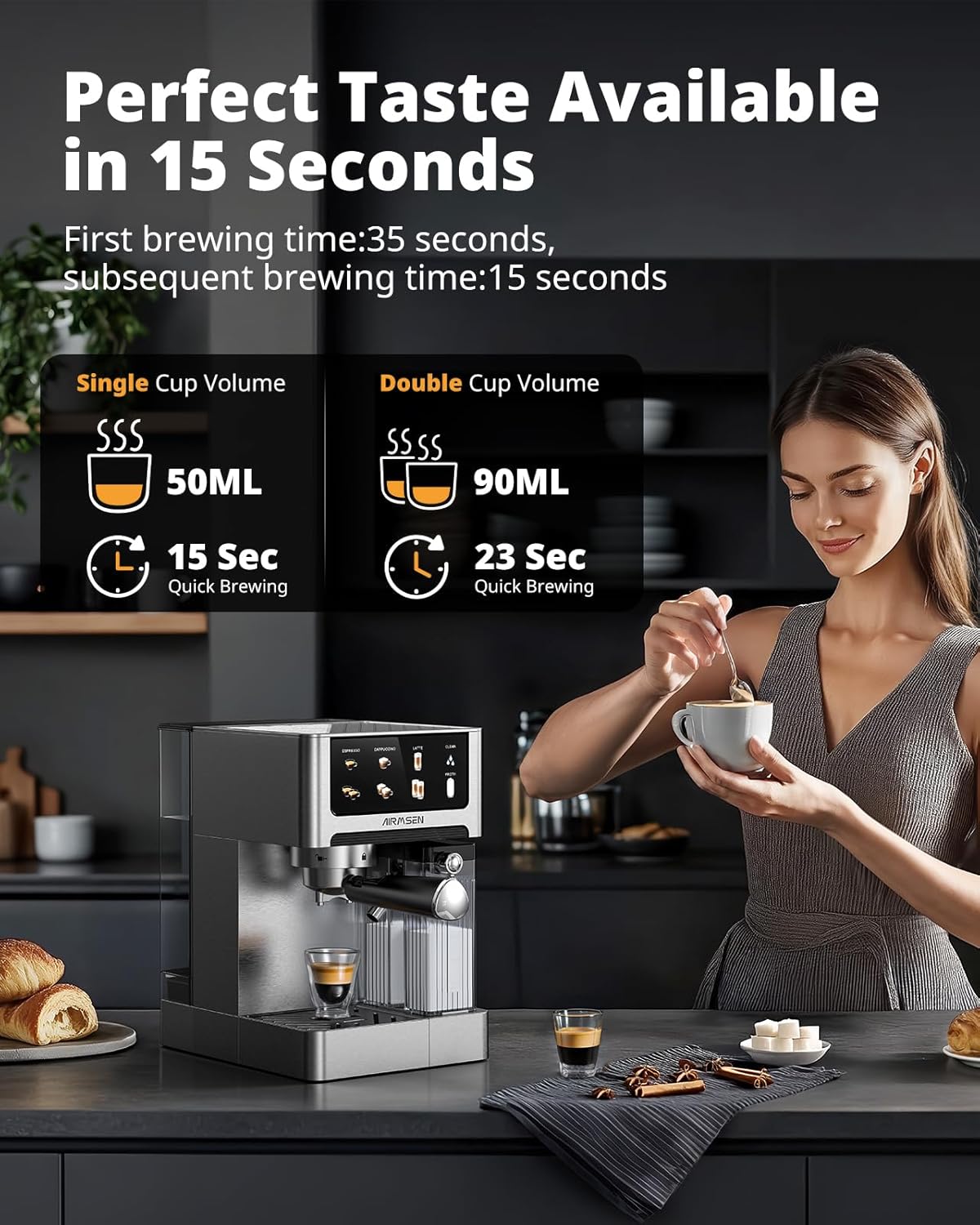 20 Bar Espresso Machine with Auto Milk Frother encalife