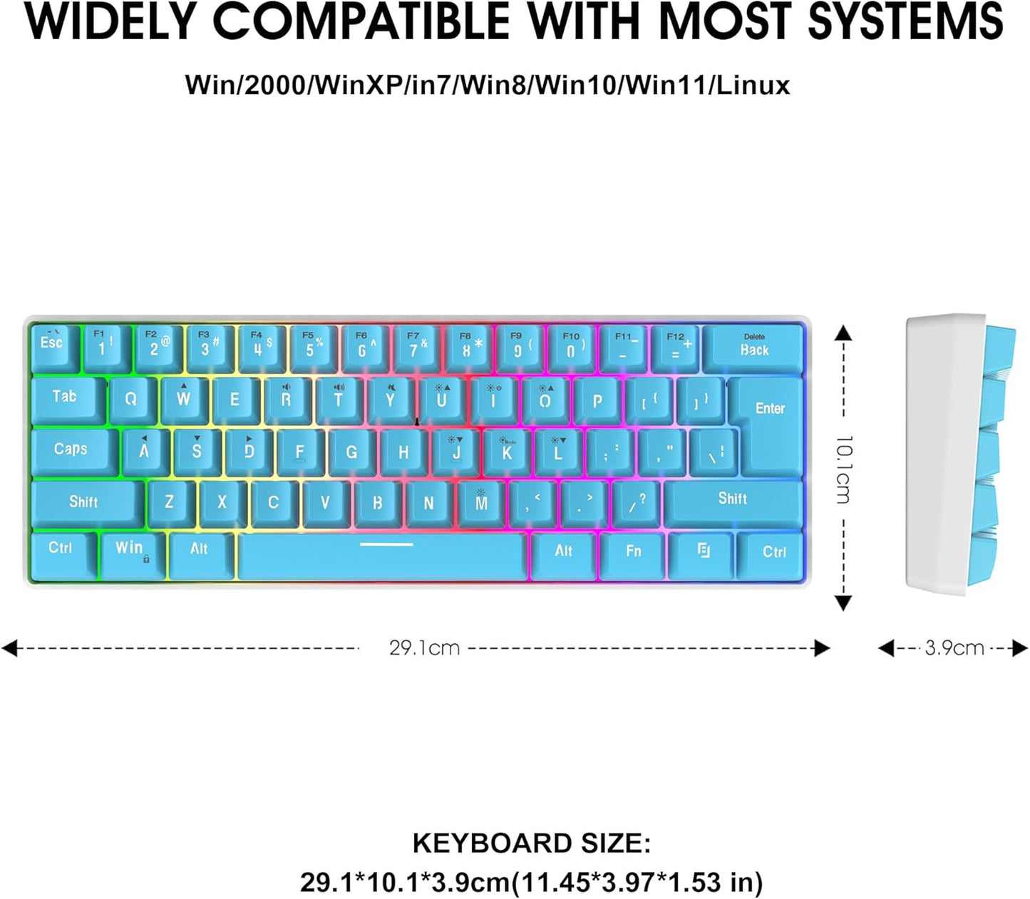 Gaming Keyboard 60% 61‑Key RGB Wired (USB‑C) encalife