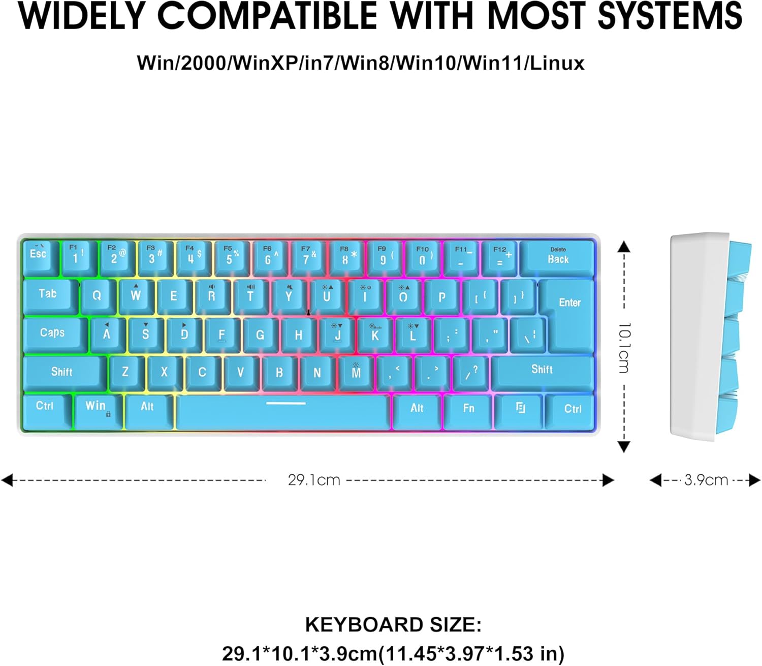 Gaming Keyboard 60% 61‑Key RGB Wired (USB‑C) encalife