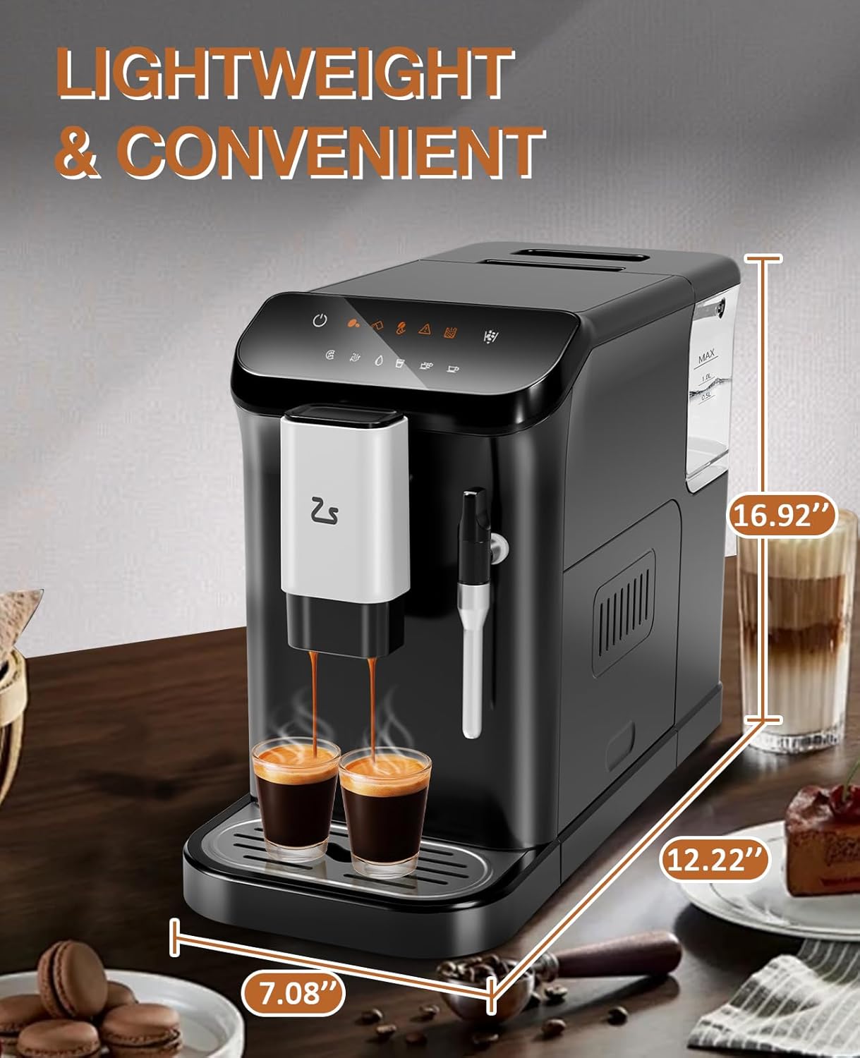 20 Bar Automatic Espresso Machine with Grinder &amp; Frother encalife