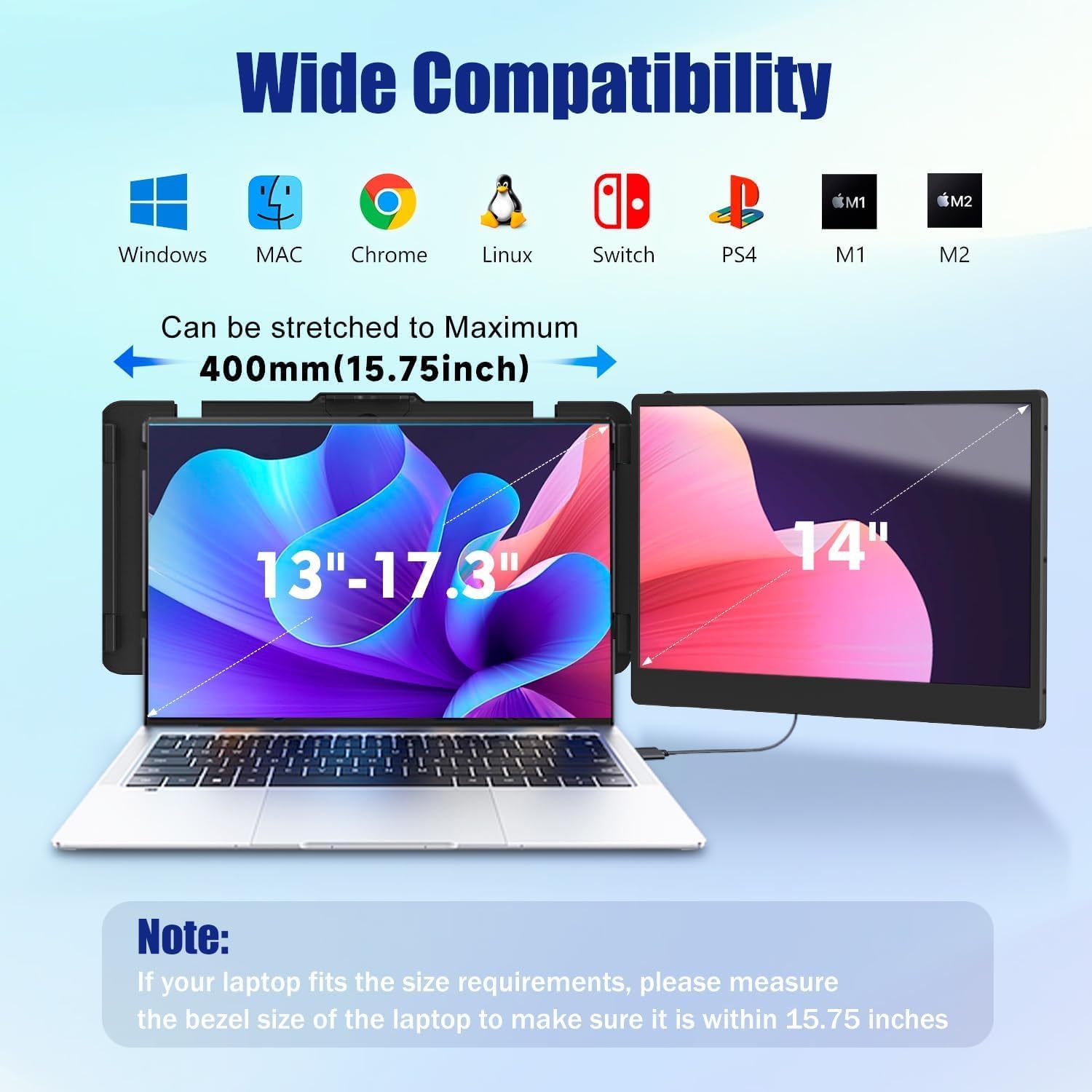14-Inch FHD Laptop Screen Extender Portable Monitor encalife