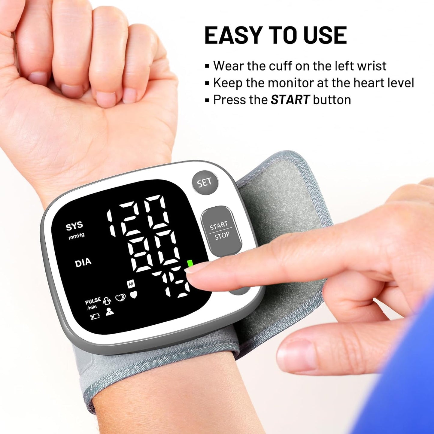 Rechargeable Wrist Blood Pressure Monitor for Home encalife