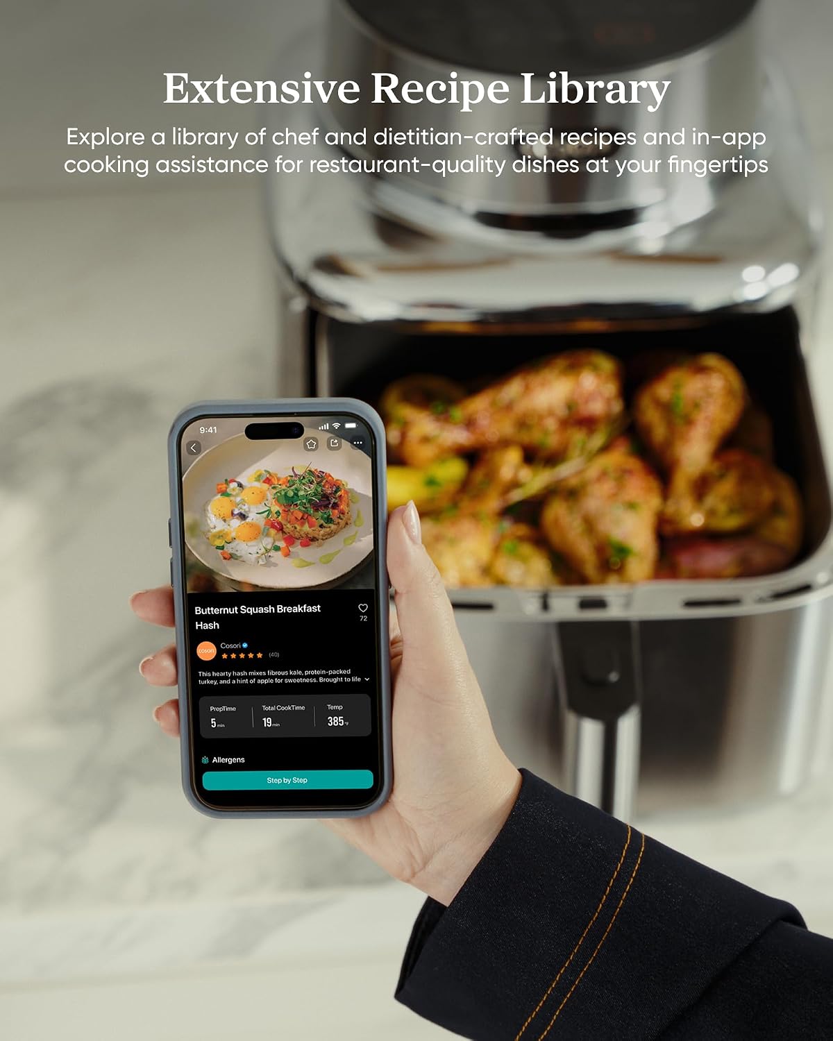 6.5-Quart Stainless Steel Smart Ceramic Air Fryer encalife