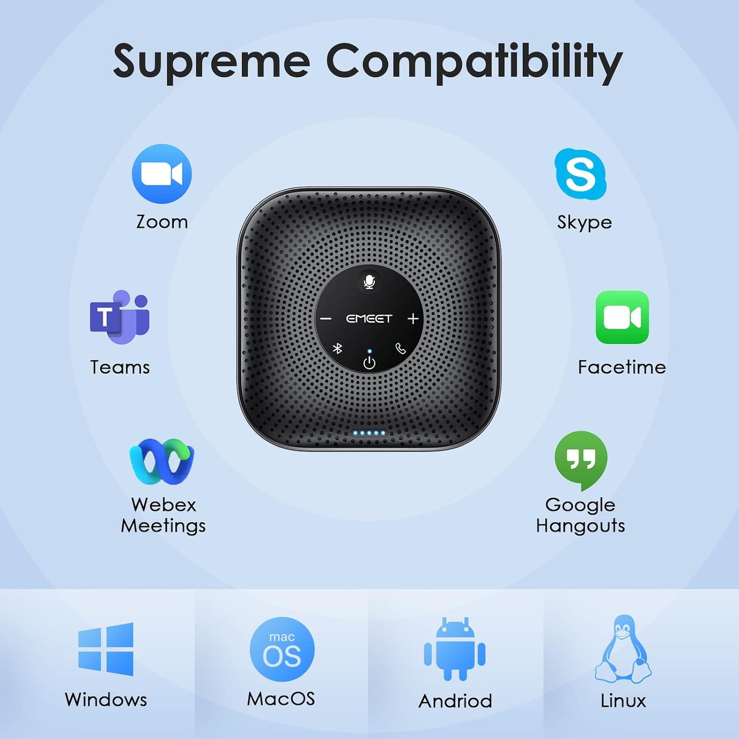 Portable Conference Speakerphone for Clearer Hybrid Meetings encalife