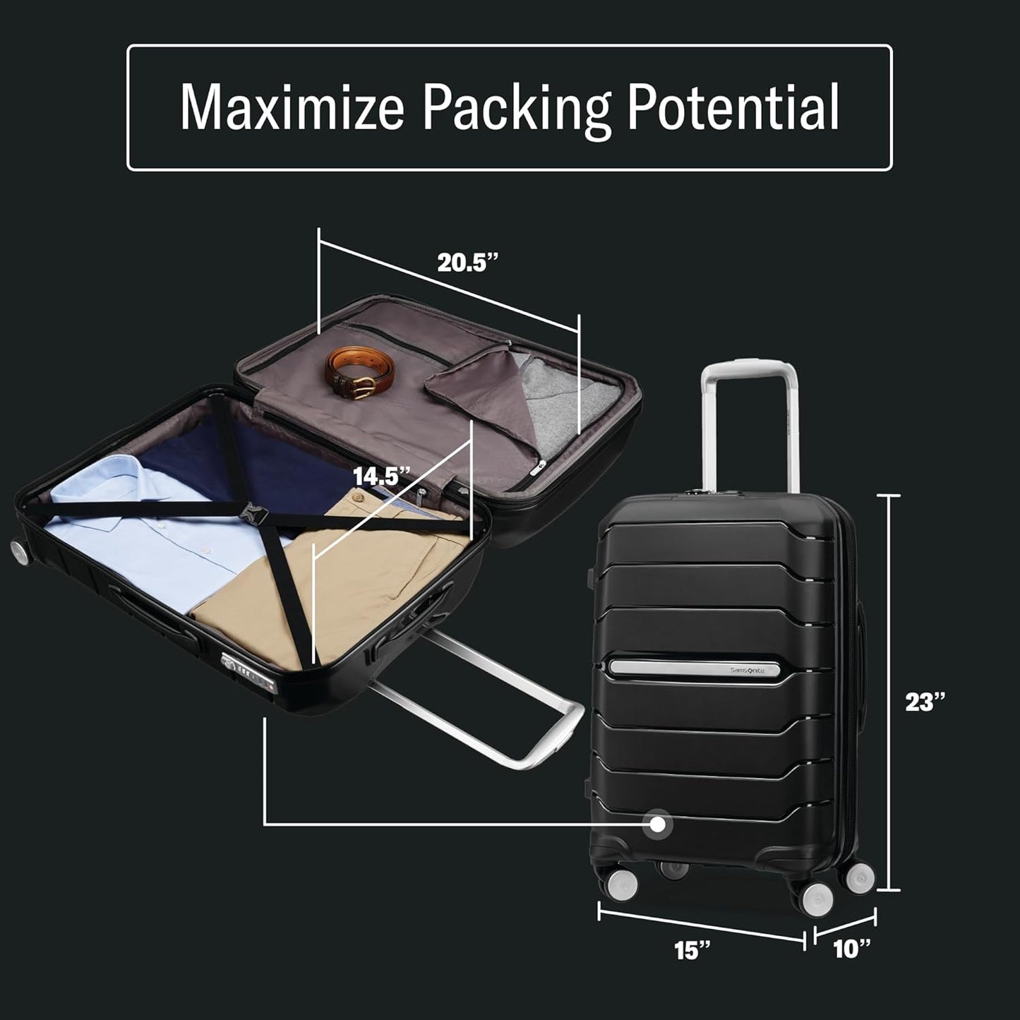 Carry-On Luggage I Hardside Spinner Suitcase encalife