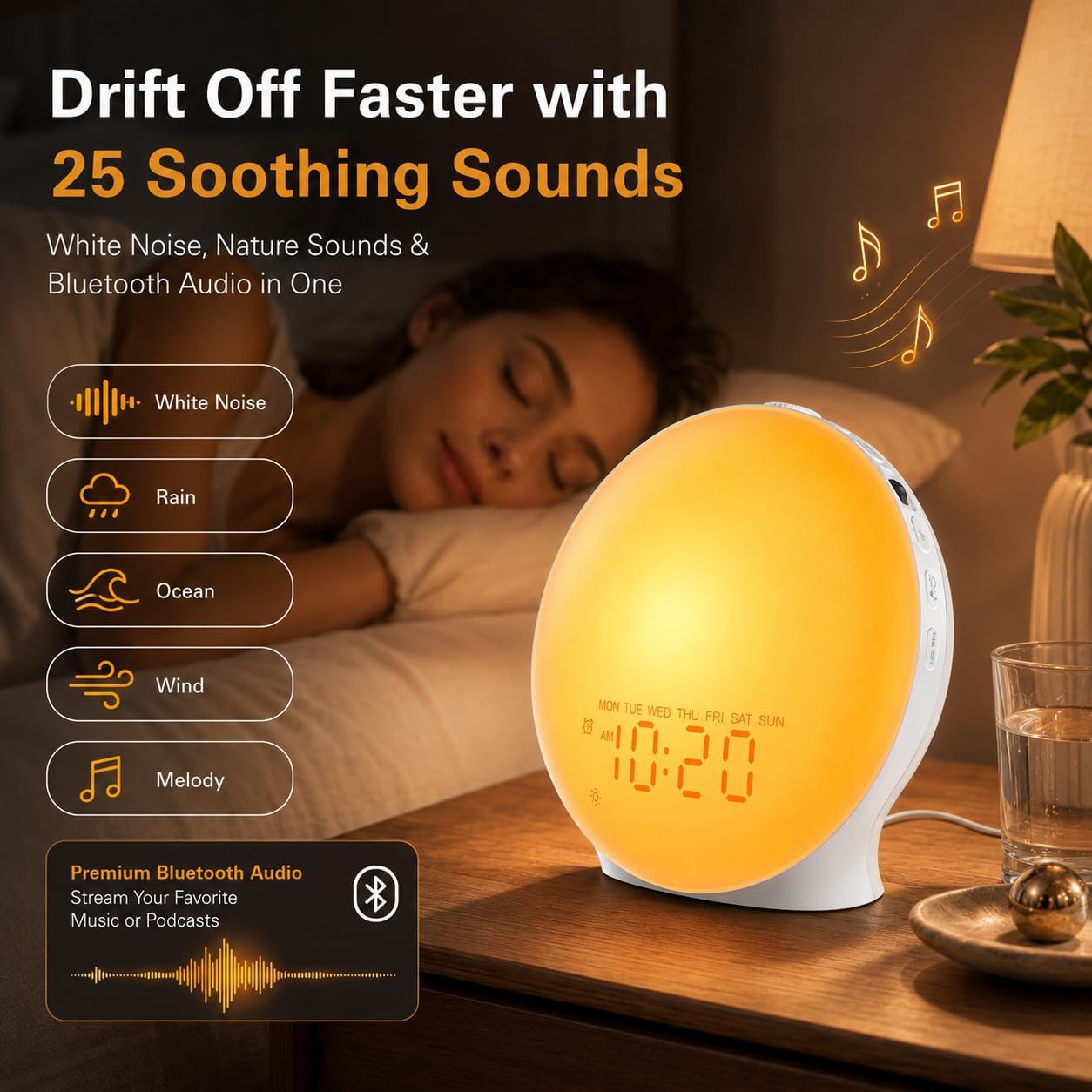Sunrise Alarm Clock White Noise Machine encalife