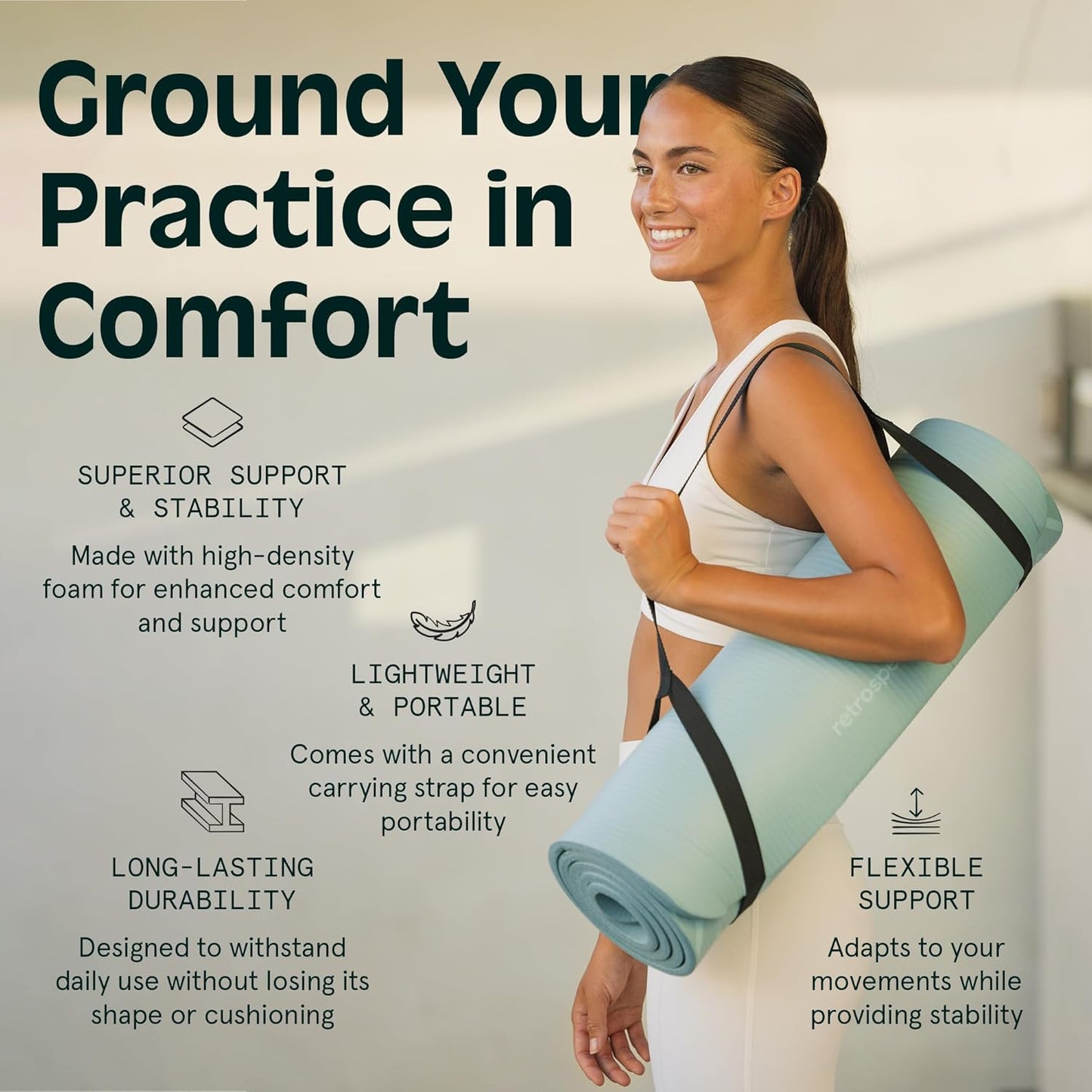 Thick Yoga Mat I Non-Slip Exercise I Pilates Mat encalife