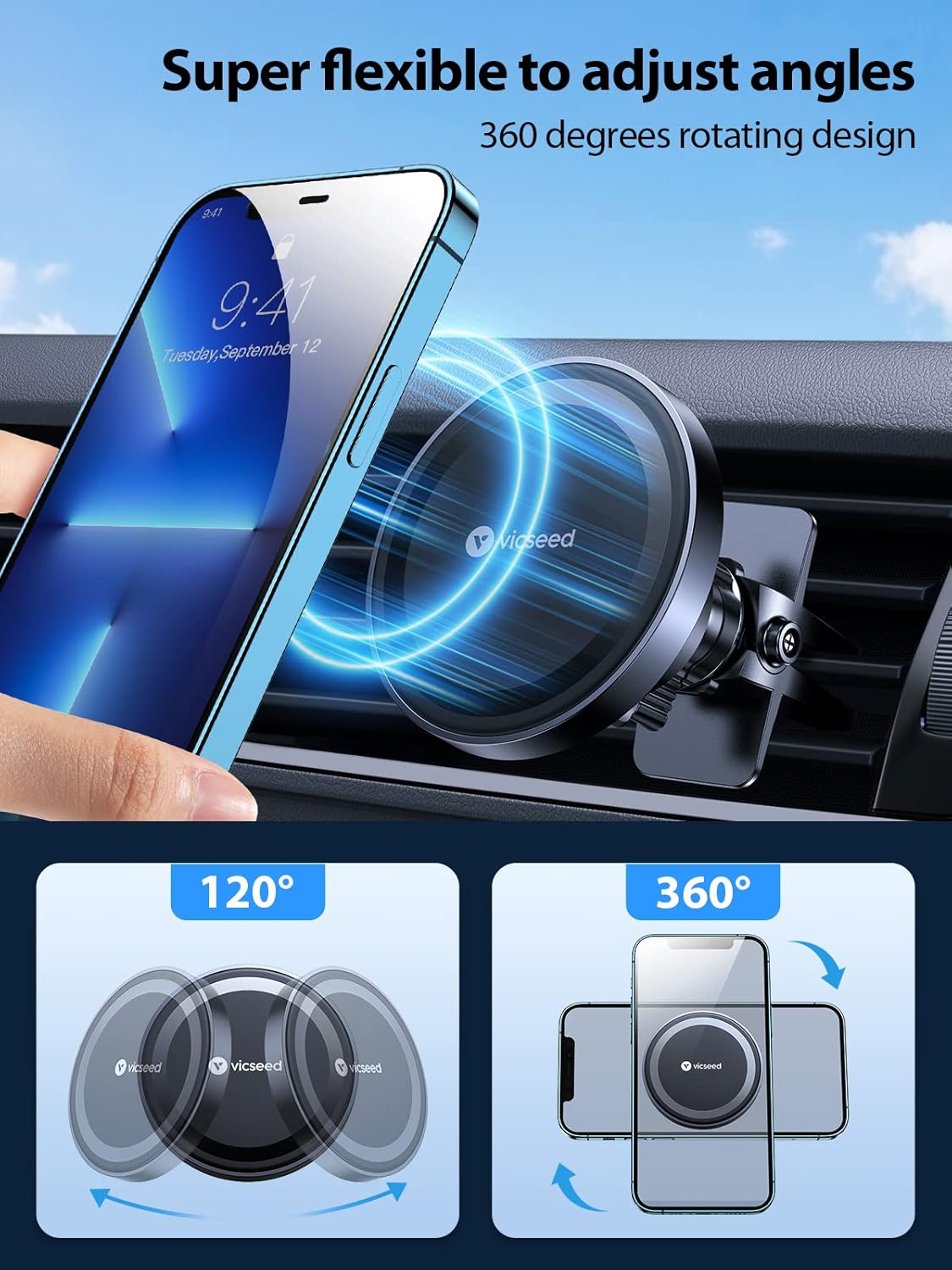 Magnetic MagSafe Car Phone Mount Vent Grip encalife