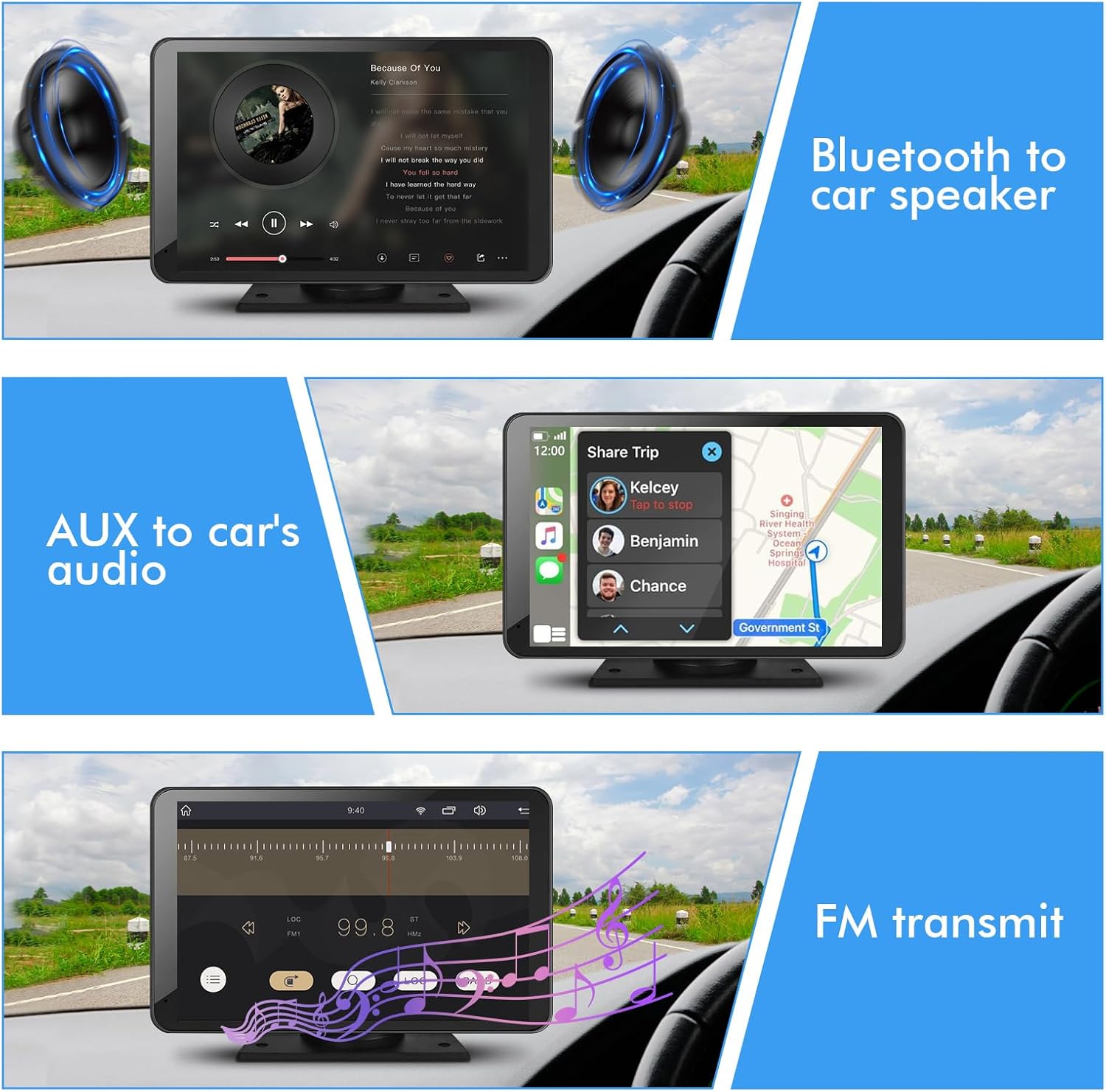 7 Inch Wireless Carplay Screen With GPS Camera encalife