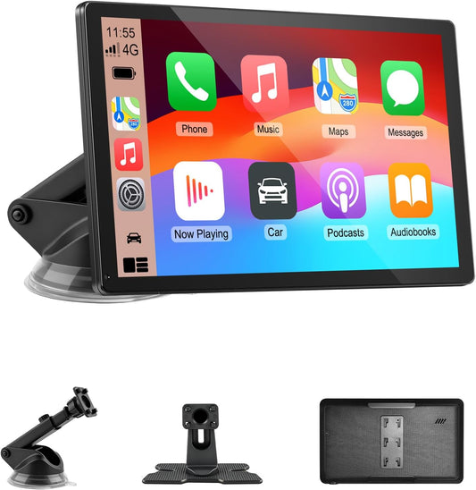 Carplay Screen showing Apple CarPlay GPS navigation and music controls