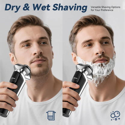 Electric Razor Men USB-C Rechargeable Rotary Shaver encalife