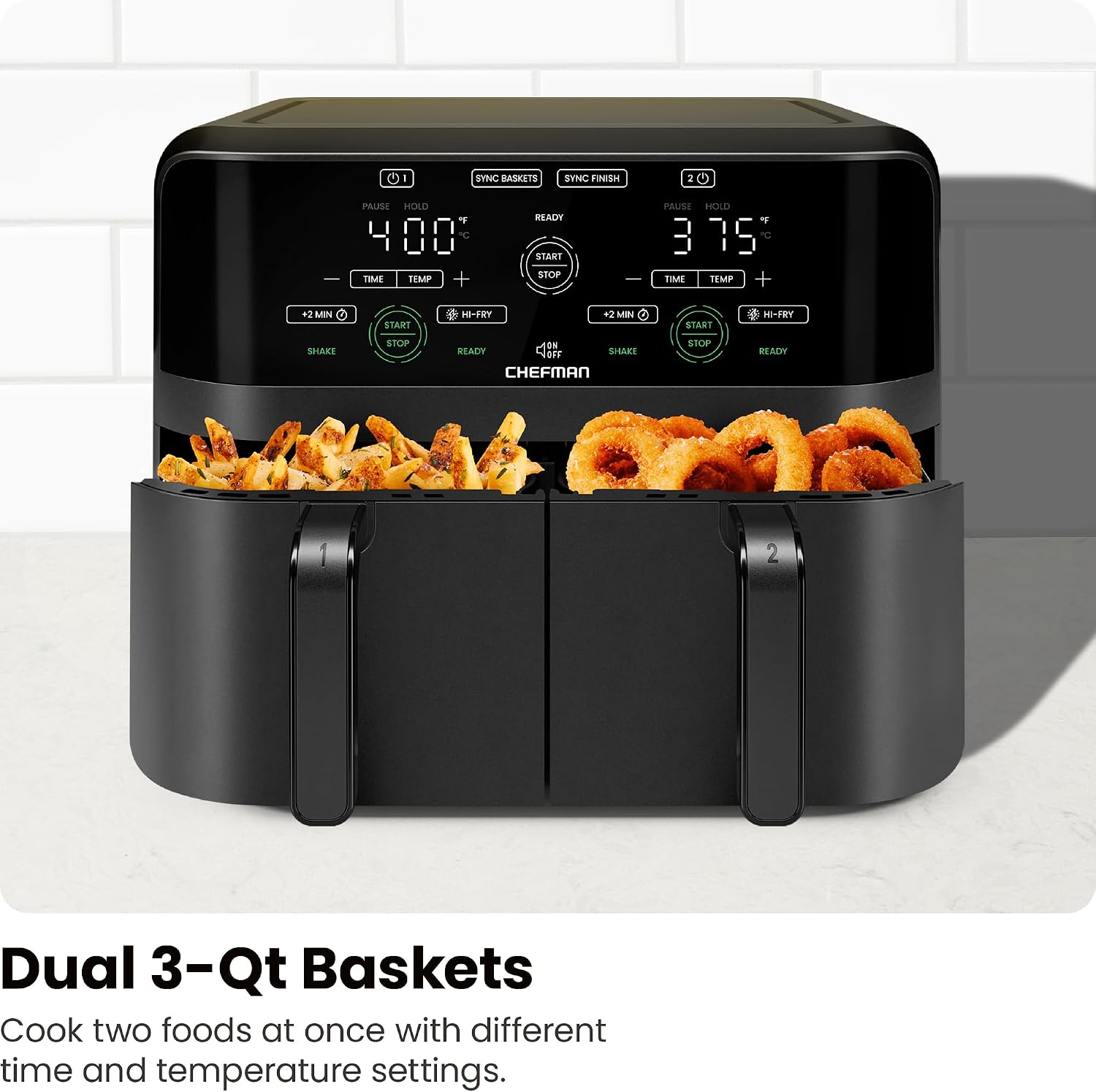 Dual Basket Digital Touchscreen Air Fryer encalife