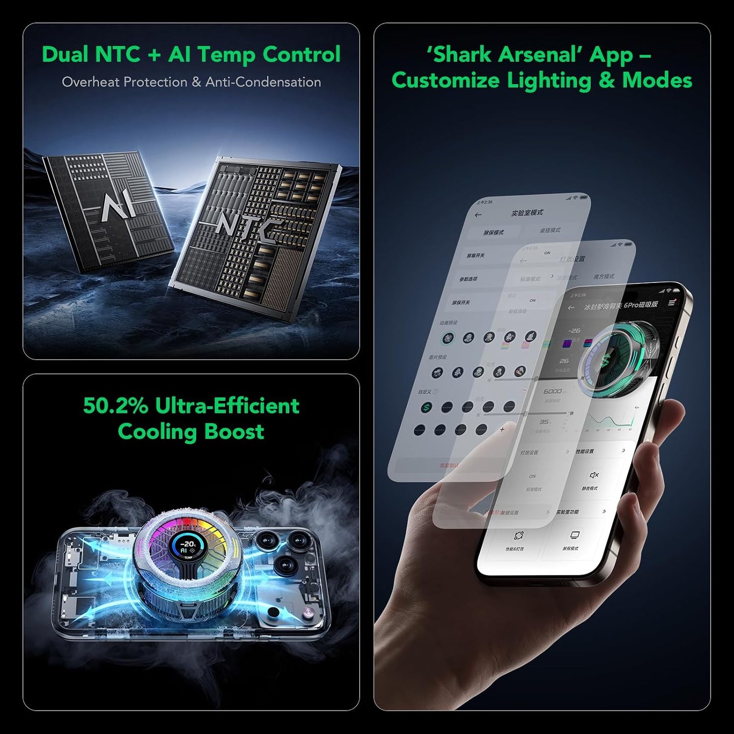 35W Magnetic Phone Cooler With Smart Display encalife