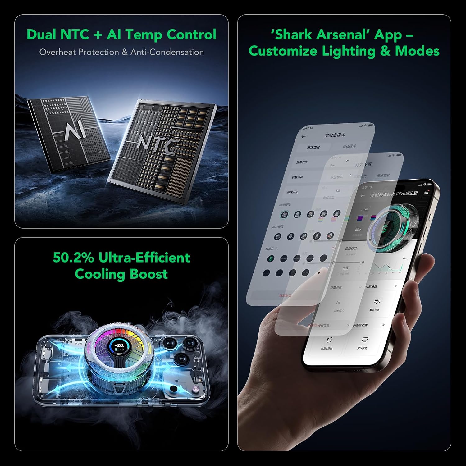 35W Magnetic Phone Cooler With Smart Display encalife