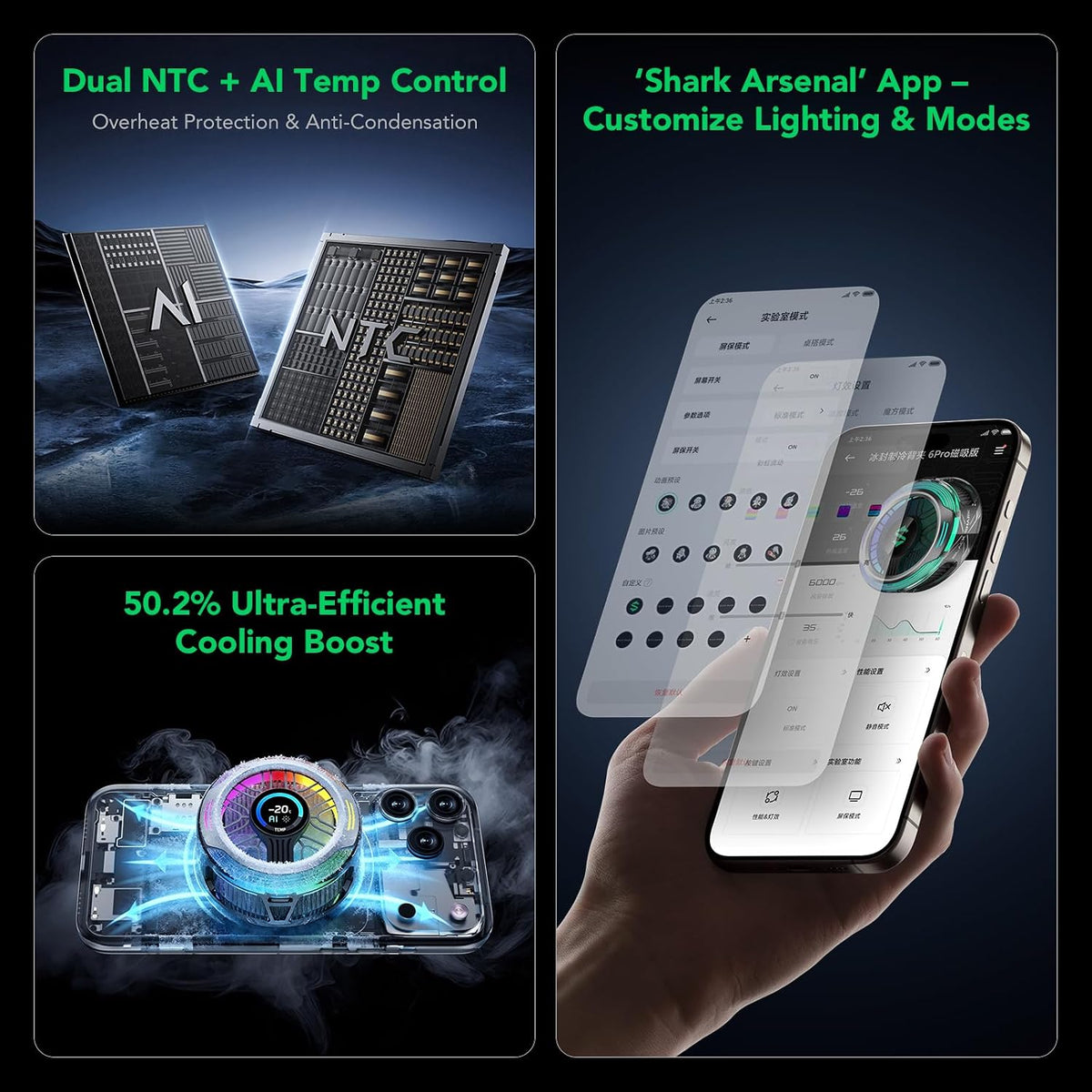 35W Magnetic Phone Cooler With Smart Display encalife