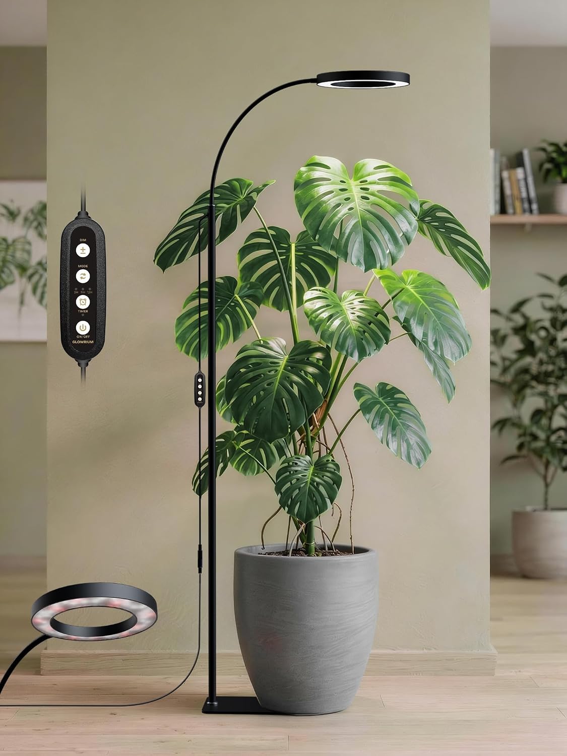 Grow lights for indoor plants with adjustable floor stand