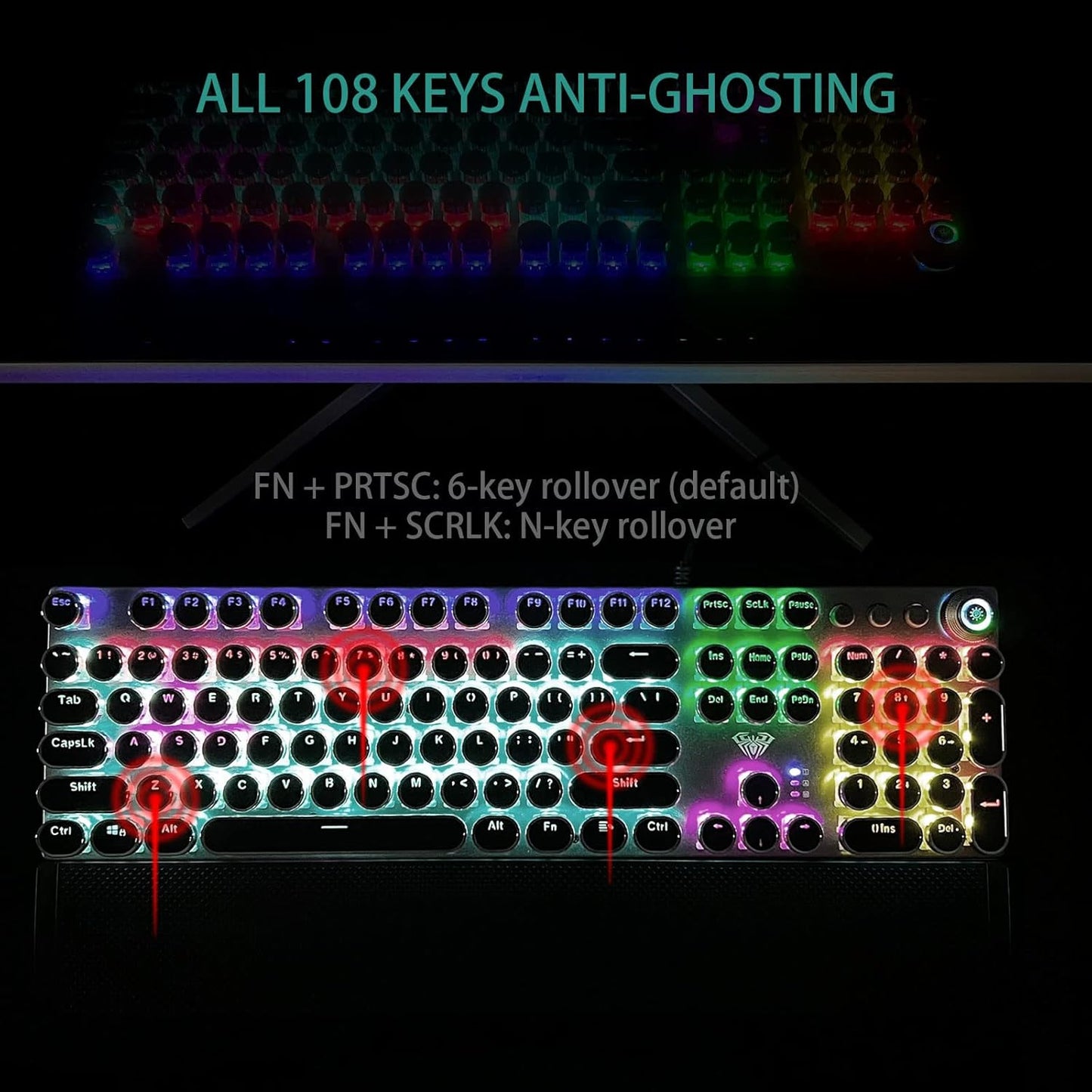 Encalife Retro Mechanical Gaming Keyboard RGB encalife