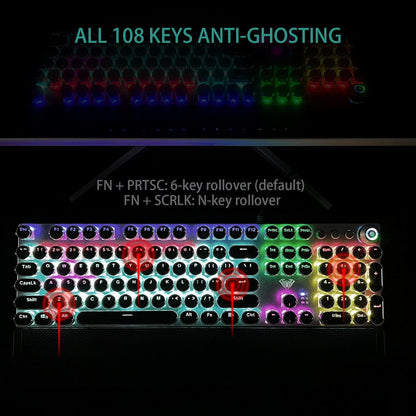 Encalife Retro Mechanical Gaming Keyboard RGB encalife