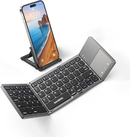 Foldable Bluetooth Keyboard with Touchpad Phone Stand encalife