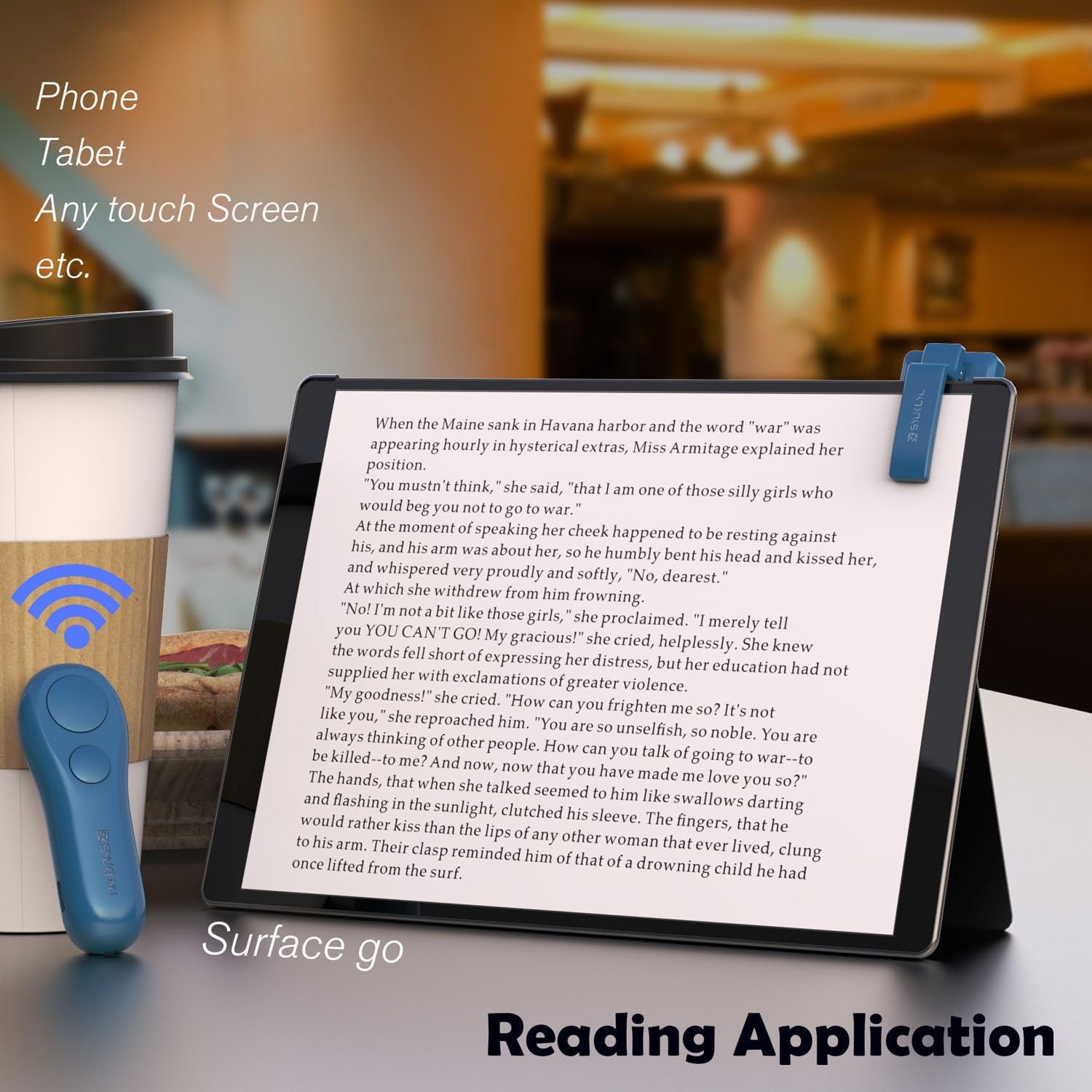 Silent Page Turner Remote for Comfortable Travel Reading encalife