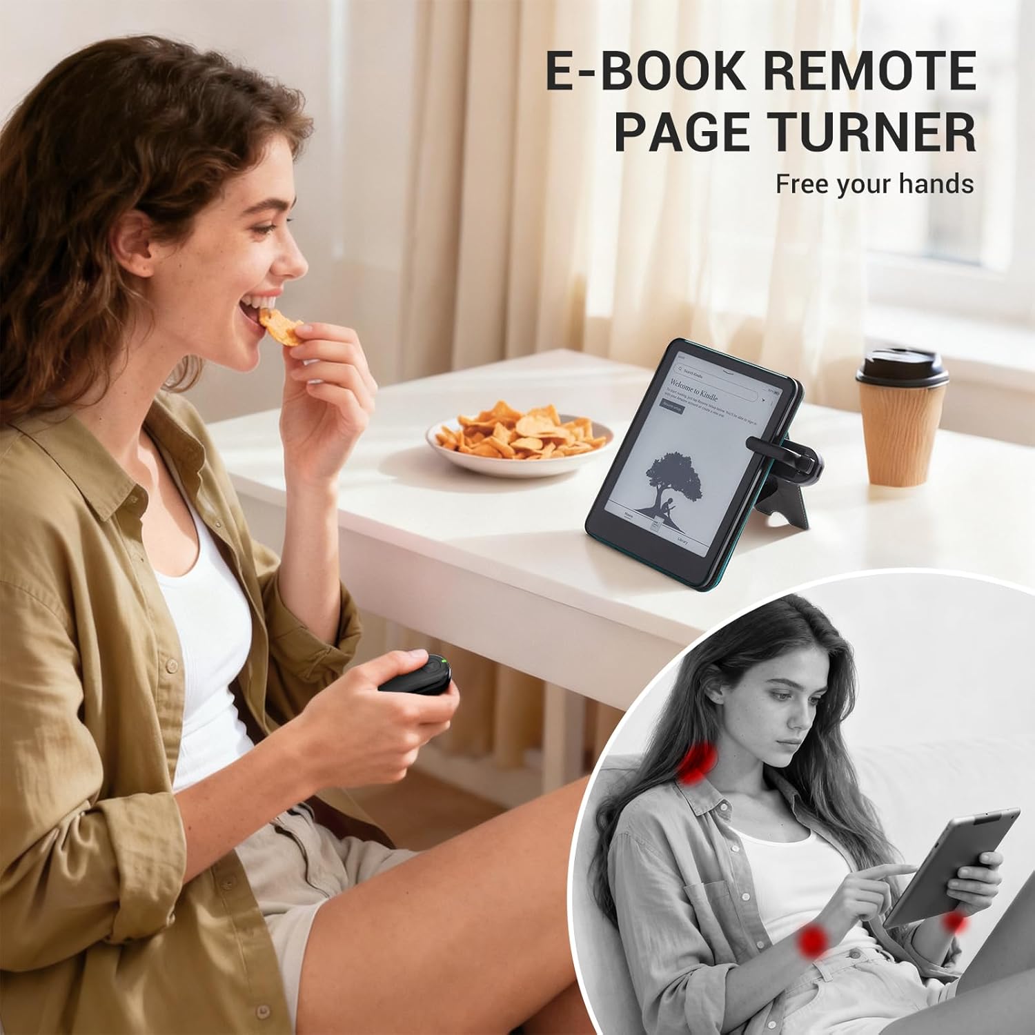 Hands Free Page Turner Remote for Cozy Reading encalife