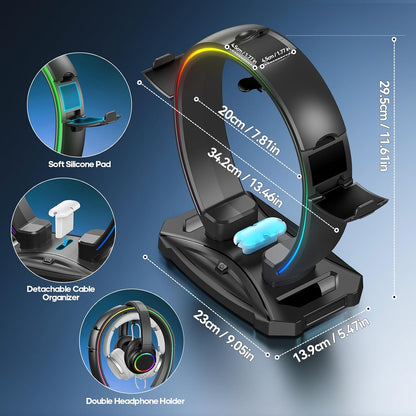 RGB Lighting Headset Controller Stand encalife